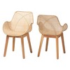 bali & pari Ballerina Japandi Natural Brown Finished Mahogany Wood and Rattan 2-Piece Dining Chair Set - 2 of 4