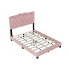 Full/Queen Size Velvet Upholstered Platform Bed with Rivet Design Tufted Headboard 4A - ModernLuxe - 4 of 4