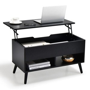 Yukimo 31.5 Inch Lift-Top Coffee Table with Hidden Storage, 2 Open Shelves, Modern Rectangle Design - 1 of 4