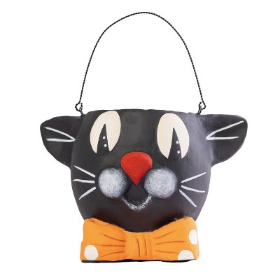 Transpac Paper Mache Cat Bucket Decorative Sculpture for Halloween Unique Indoor Tabletop Decor Gift Idea