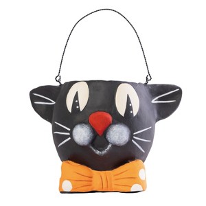 Transpac Paper Mache Cat Bucket Decorative Sculpture for Halloween Unique Indoor Tabletop Decor Gift Idea - 1 of 1