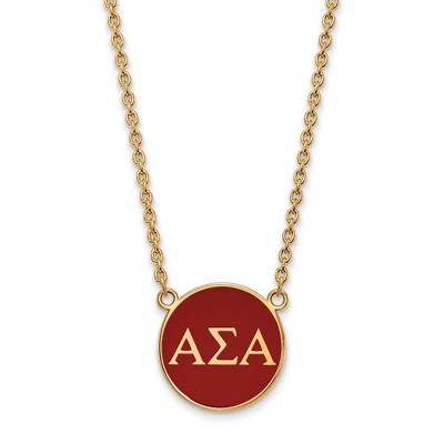 Black Bow Jewelry 14k Yellow Gold Plated Sterling Silver Alpha Sigma Alpha Greek Life Necklace 18 Inch