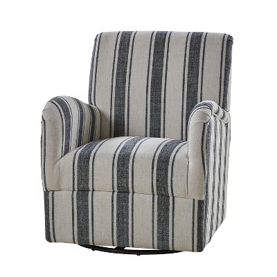 Livia Transitional 360-Degree Swivel Armchair With Jacobean Strip Pattern | HULALA HOME