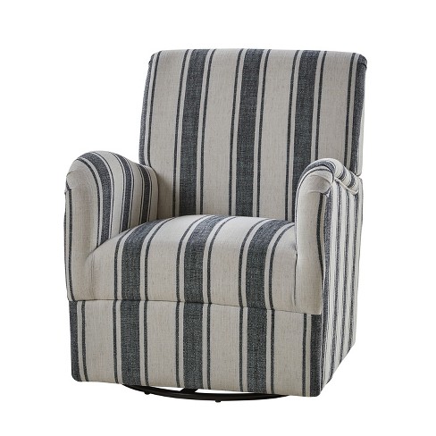 Livia Transitional 360 degree Swivel Armchair With Jacobean Strip