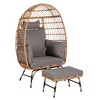Dexmalle Patio Wicker Egg Chair Lounge Basket with Cushions and Ottoman for Indoor Outdoor - 3 of 4