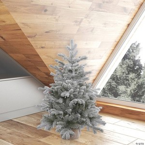 Perfect Holiday 3ft burlap Snow Flock table top tree - 1 of 1