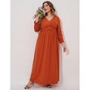 Coolmee Women's Plus Size Maxi Dress Casual 3/4 Long Sleeve V Neck A-Line Swing Flowy Long Dresses XL Caramel - 4 of 4