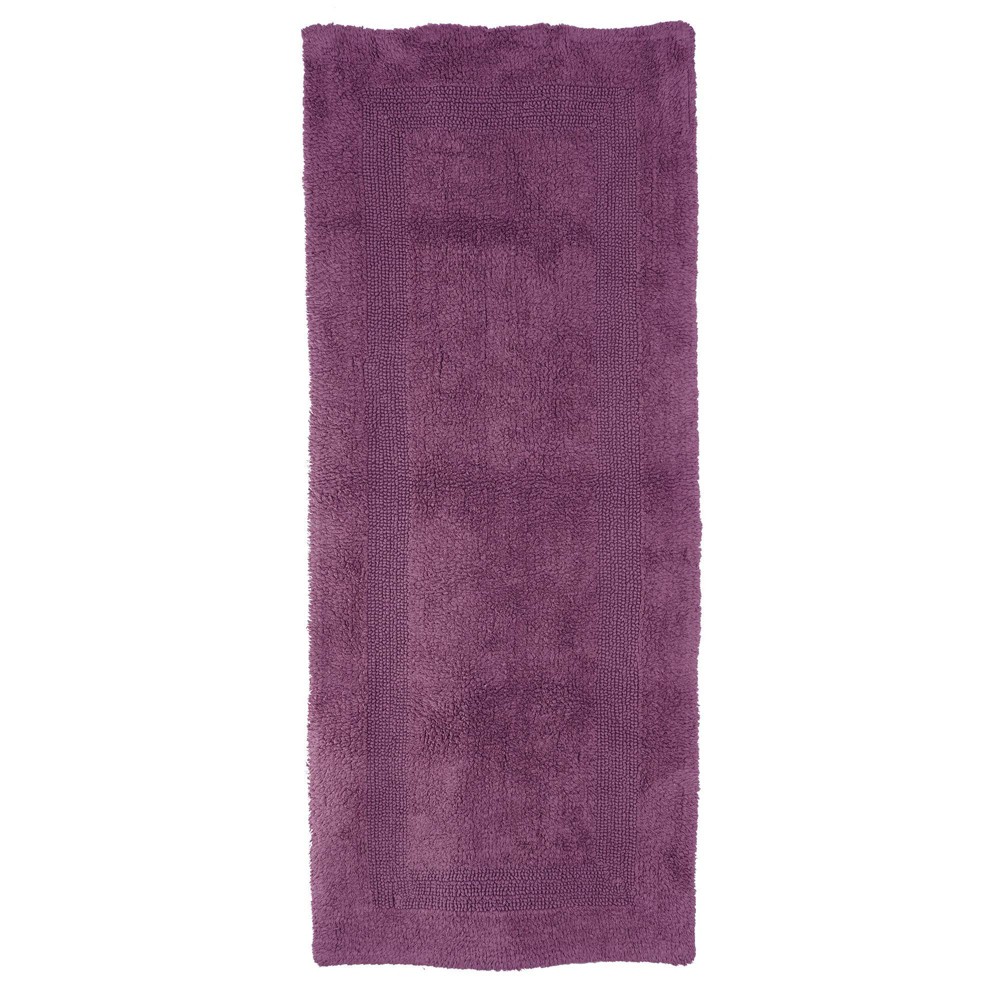 Photos - Bath Mat 24"x60" 100 Cotton Reversible Bath Rug Purple - Hastings Home: Heavyweight, Medium Pile, Solid Rectangle, Machine Made