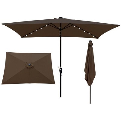 CAVINAS 10 x 6.5FT Patio Umbrella with LED Light and Crank,8 Ribs Market Patio Umbrella with Push Button for Backyard,Poolside,Deck