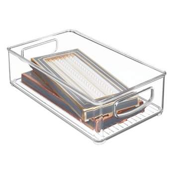 Mdesign Plastic Storage Bin With Handles For Home Office, 10 X 12 X 7.75 -  Clear : Target
