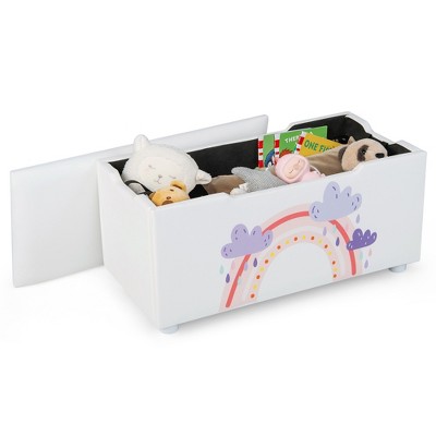Costway Kids Upholstered Storage Ottoman Bench Versatile Toy Chest Footrest Stool with  Lid