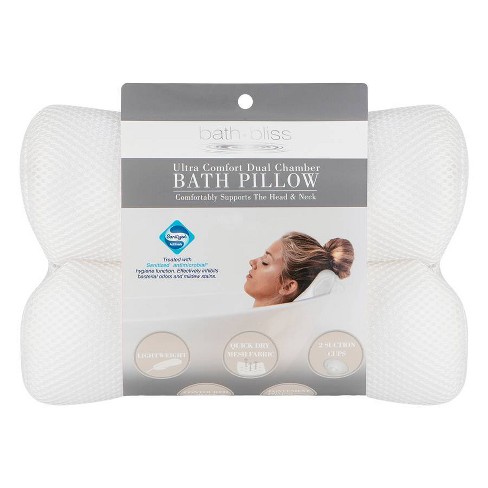 Quick Dry Ultra Comfort Micro Mesh Sanitized Bath Pillow White - Bath Bliss - image 1 of 4