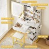 Dresser Set, 4 Drawers with Electrical Outlet, Sliding Mirror, Lighting, Stool, Open Shelf, 3 Color Light Modes, White - 4 of 4