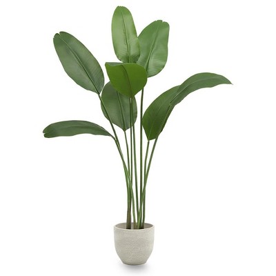 Maia Shop Artificial Faux Silk Bird of Paradise Plant, 5 Feet Tall Indoor Tree with Realistic Leaves, Ideal for Home Decor, 60 inches, Green