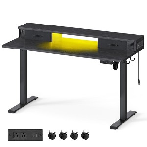 VASAGLE Electric Standing Desk with Drawers, Sit Stand Desk with Built-in Power Strip, Adjustable Height, 23.6 x 55.1 Inches - 1 of 4