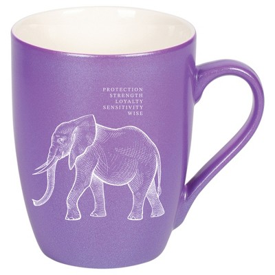 Elanze Designs 10 Ounce Ceramic Decorative Laser Engraved Giftable Novelty Tea Coffee Cup Mug Passion Purple Elephant Protection Strength Loyalty