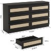 Jojoka Rattan Dresser for Bedroom, Modern 6 Drawer Double Dresser with Anti-Tip Kit - 2 of 4