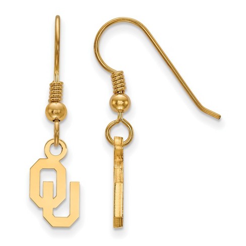 Black Bow Jewelry 14k Yellow Gold Plated Sterling Silver Oklahoma Sooners NCAA Dangle Earring - image 1 of 3