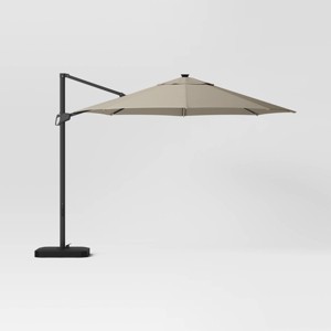 large patio umbrella with black pole Best Choice Products 7.5ft Heavy-Duty Round Outdoor Market Table w/Steel Pole, Push Button Tilt, Easy Crank Lift and everyday outdoor setups 11' Round Offset Solar Outdoor