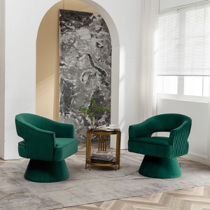 SEYNAR Modren Velvet 360 Degree Swivel Accent Arm Barrel Chair Set of 2 for Living Room - 1 of 4