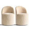 Modern Dining Chairs Set of 2 Chenille Upholstered Dining Chair with Wheels Round Dining Room Chair for Kitchen,Dining Room -Tanpinhause - 2 of 4