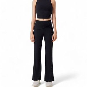 Anna-Kaci Active Women's High-Waisted Flare Pants with Twist Knot Detail - 1 of 4