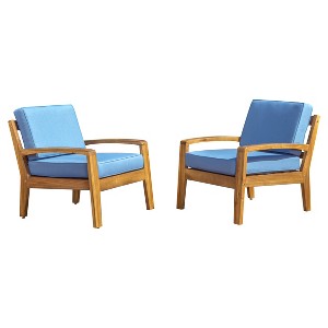 Grenada Set of 2 Wooden Club Chairs With Cushions - Christopher Knight Home - 1 of 4