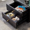 INFURNIC Decorative Storage Cabinets Modern Glass Display Cabinet with Soft-Close Drawers Adjustable Shelves, Black, 15.6"*14.3"*59" - 2 of 4