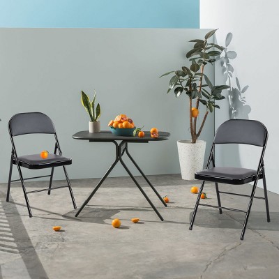 Faux Leather Padded Foldable Chair Set,Commercial Folding Chairs,Home Office Picnic Camping Chair,Upholstered Dining Room Chair-Cuddlewood