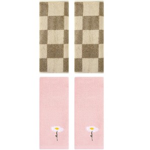 REGALWOVEN 4 Pcs Bathroom Pattern Soft Absorbent Cotton Hand Towels - 1 of 4