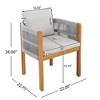 Set of 2 Acacia Wood Outdoor Dining Chairs with Rope Arms, Patio Chairs with Waterproof Washable Cushions, Modern Wooden Dining Chair for Garden-Koiai - 4 of 4