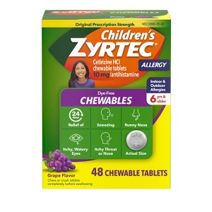 Zyrtec Children's Allergy Dye Free Chewables - Ages 6+ - 10mg - 48ct - 1 of 4