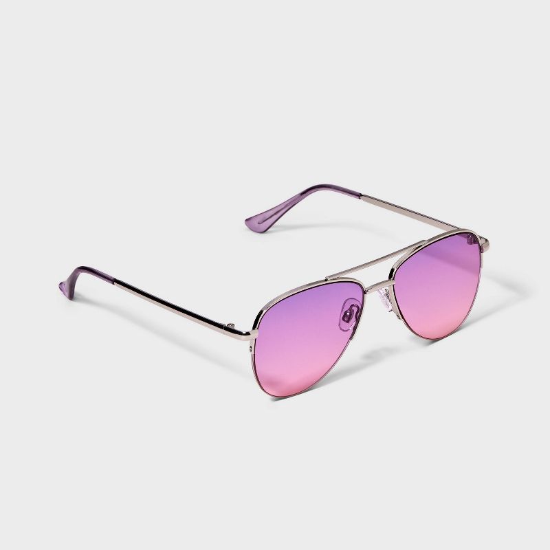 Girls&#39; Metal Aviator Sunglasses - art class&#8482; Purple, 2 of 3