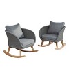 Outdoor Patio Wicker Rocking Chair,Modern Upholstered Lounge Chair with Wood Frame,Accent Rocking Chair for Balcony or Living Room-Coolbibila - 3 of 4