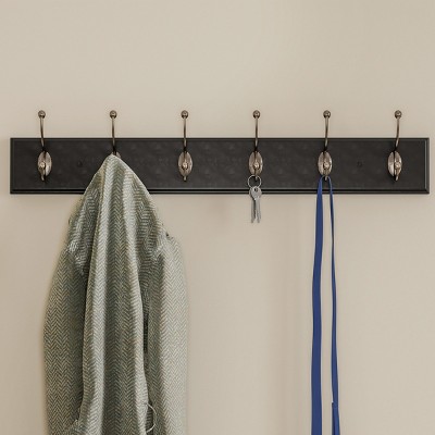 24 Classic Metal Wall Hook Rack Black Finish - Hearth & Hand