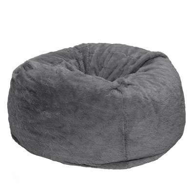 Medium Gray Mist Plush Faux Fur Dog Bed