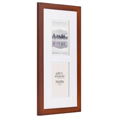 10x20 Walnut Wood Picture Frame with Double White Mat