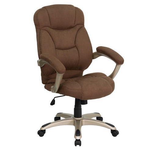 Flash Furniture High Back Pillow Back Leather Executive Swivel Office Chair, Brown