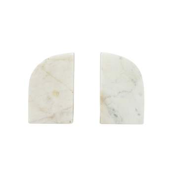 Set of 2 Arch Bookends White Marble by Foreside Home & Garden