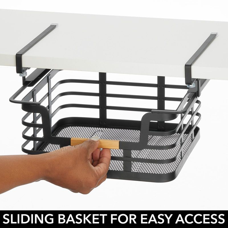 mDesign Metal Kitchen Under Shelf Storage Baskets - 2 Pack, 4 of 9