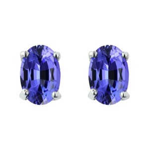 RMZ GOLD NYC 925 Sterling Silver 2 ct. Glass Tanzanite Round Stud Earrings - 1 of 1