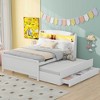 Full Size Platform Bed with Storage LED Headboard, Twin Size Trundle and 3 Drawers - 4 of 4