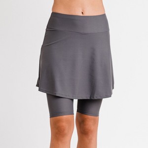 Calypsa Women's Flared Mid-Thigh Swim Skirt With Bike Shorts - 1 of 4