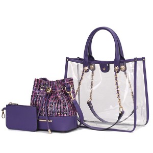 MKF Collection Diva PVC Clear Tote Bag with Tweed Bucket Bag by Mia K - 1 of 4