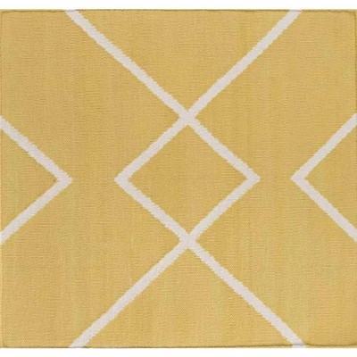 Arvin 5' x 7'6" Yellow and White Geometric Wool Area Rug