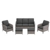 Sonkuki 5 Pieces Patio Sofa with Ottomans Set, All-Weather PE Rattan Wicker, Patio Conversation Couch with Cushion - 2 of 4