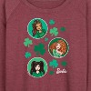 Women's - Barbie - St. Paddys Collage Lightweight French Terry Wide Neck Long Sleeve Shirt - 2 of 4