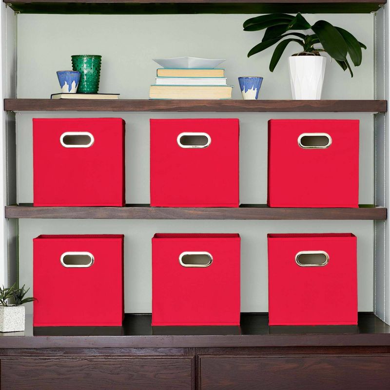 Household Essentials 11&#34; Set of 6 Storage Bins Regal Red, 3 of 6