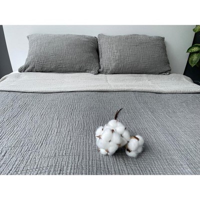 Sussex Home Muslin Blanket 4 Layers, Soft Bedspread, 100% Turkish Cotton Muslin Bed Cover, Reversible Coverlet, Anthracite, 91x95, Queen Size — фото 2