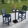 Tangkula Set Of 2 Patio HDPE Barstool Outdoor High Top Bar Chair w/Backrest & Footrest All-Weather Wood-Plastic Bar Height Chair Navy - 3 of 4